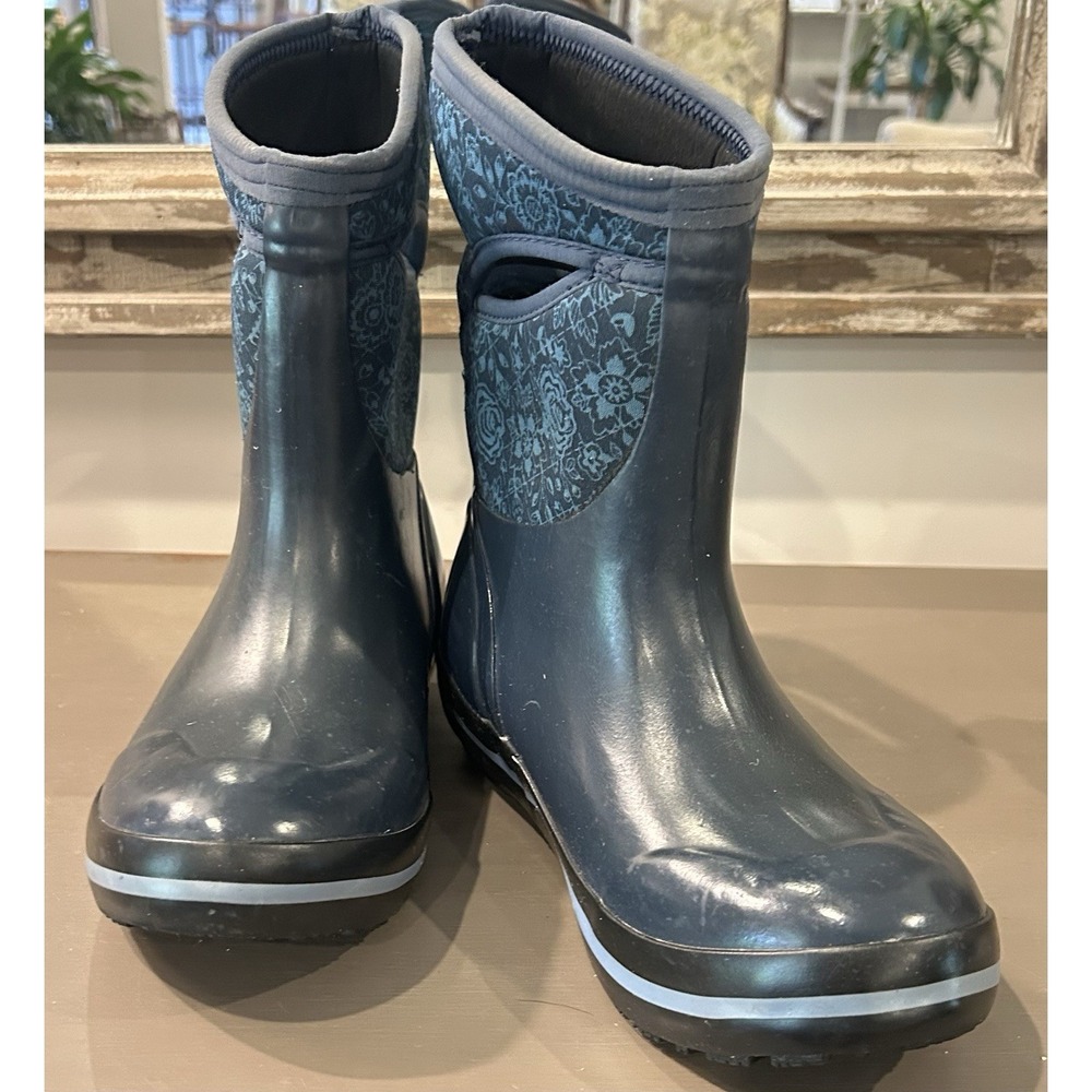 BOGS Navy Blue Plimsoll Mid Calf Floral Neo-Tec Waterproof Insulated Boots Sz 8 - Picture 6 of 10
